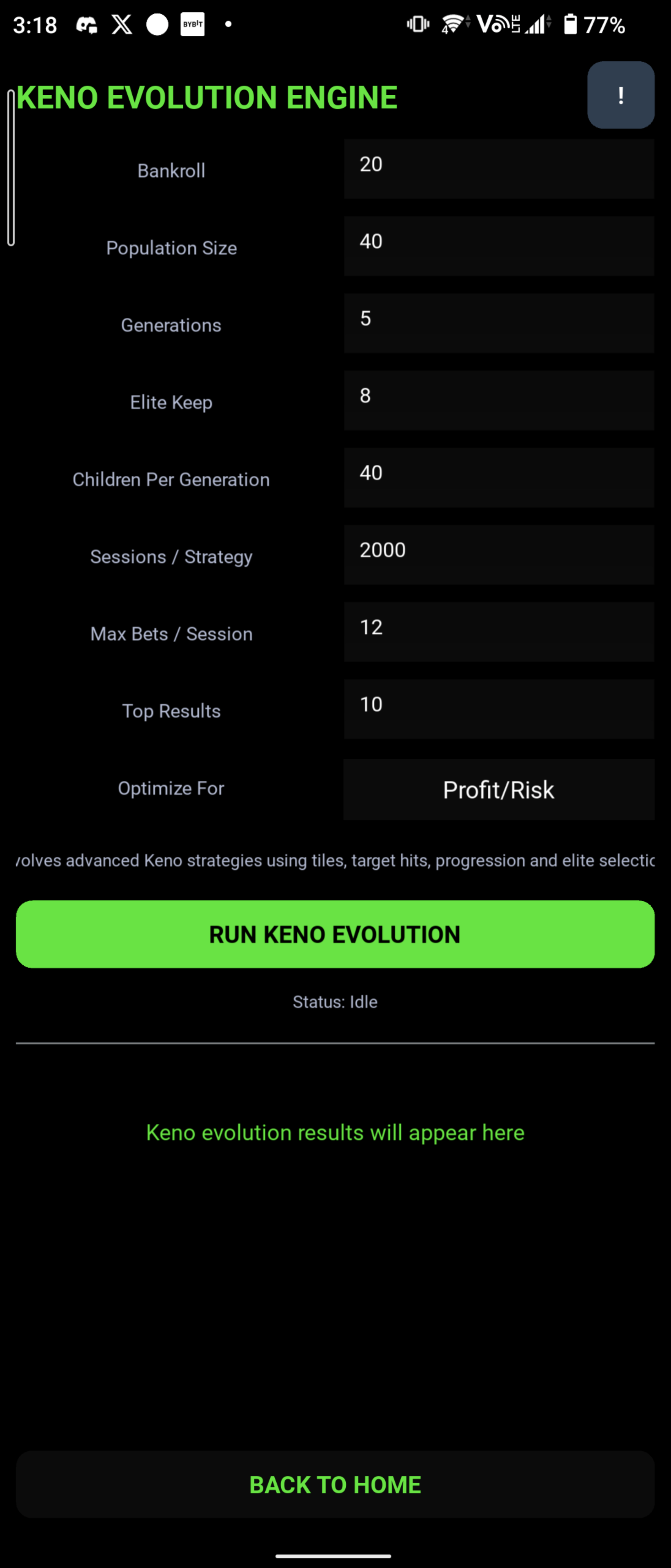Keno Evolution Engine